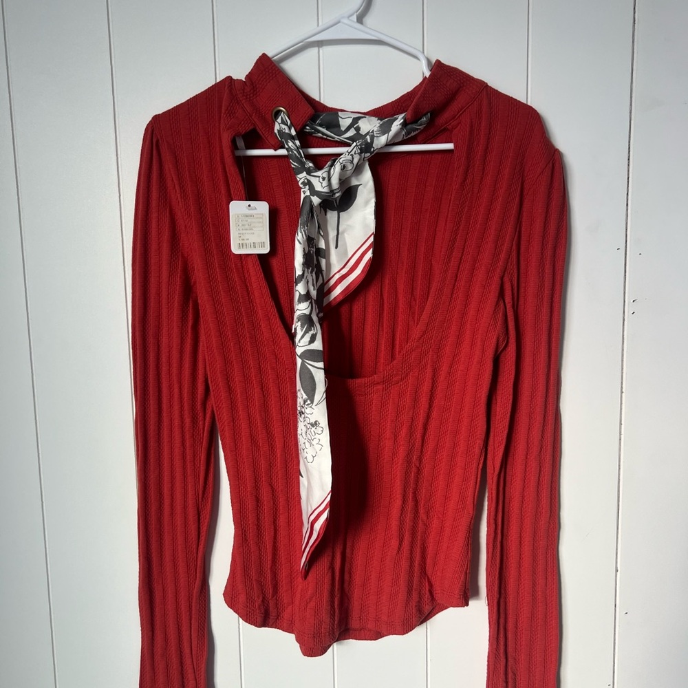 Free People Party in the Back Red Top
